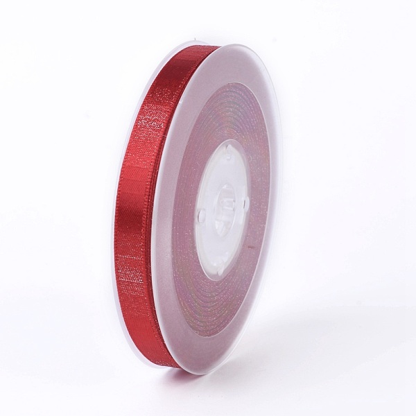

PandaHall Double Face Polyester Satin Ribbon, with Metallic Silver Color, FireBrick, 3/8 inch(9mm), about 100yards/roll(91.44m/roll)..., Red
