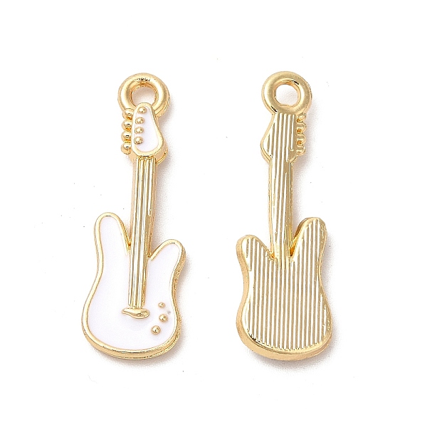 

PandaHall Alloy Enamel Pendants, Cadmium Free & Nickel Free & Lead Free, Golden, Guitar Charm, White, 27.5x9x2.7mm, Hole: 1.8mm Alloy+Enamel...