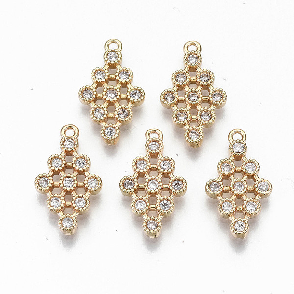 

PandaHall Brass Micro Pave Cubic Zirconia Pendants, Light Gold, Long-Lasting Plated, Cadmium Free & Lead Free, Rhombus, Clear, 17.5x10x2mm...