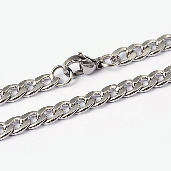 

PandaHall 304 Stainless Steel Curb Chain Necklaces, with Lobster Claw Clasps, Stainless Steel Color, 21.7 inch(55cm) 304 Stainless Steel