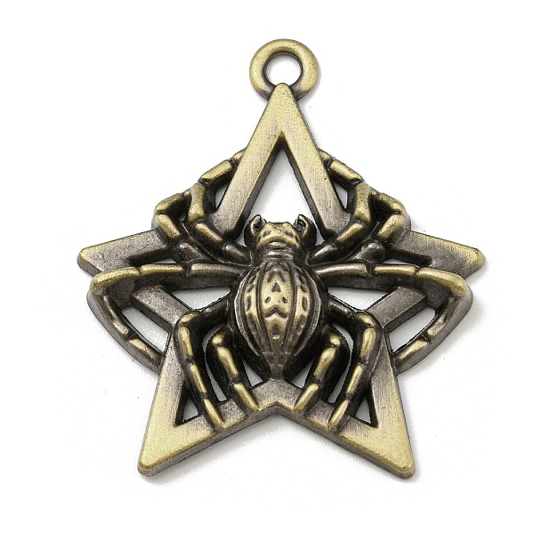 

PandaHall Alloy Pendants, Star with Spider, Antique Bronze, 45x38x5.5mm, Hole: 3mm Alloy Star