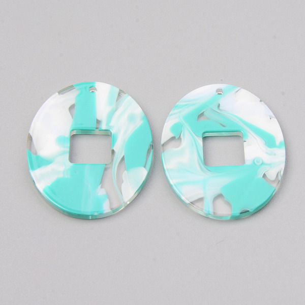 

PandaHall Acrylic Pendants, for DIY Bracelet Necklace Earring Jewelry Craft Making, Oval, Turquoise, 34x27x2mm, Hole: 1.5mm Acrylic Oval..., Green