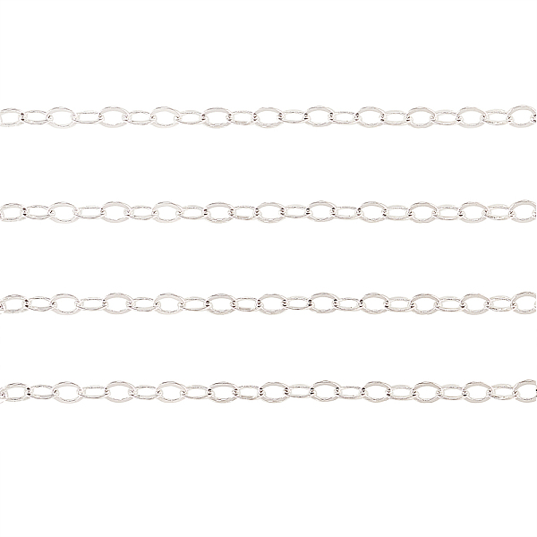 

PandaHall Brass Flat Oval Cable Chains, Unwelded, with Spool, Cadmium Free & Lead Free, Silver, Link: 3.5x3x0.5mm, 10m/roll Brass