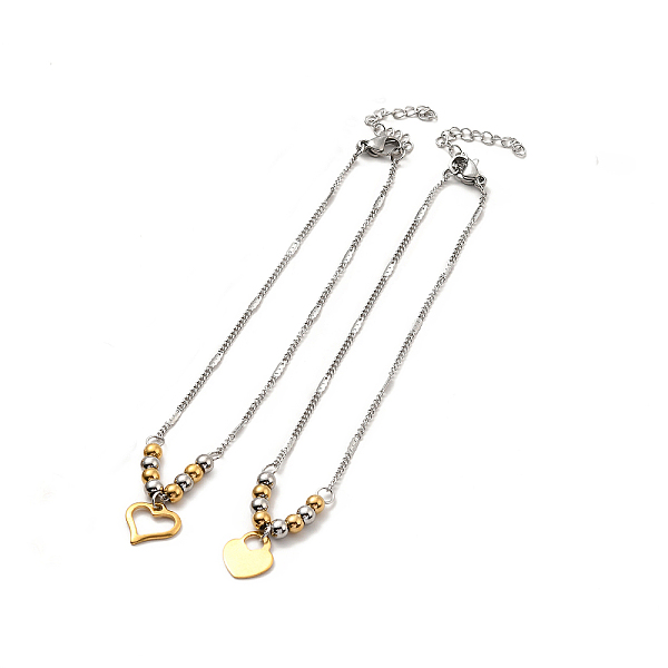 

PandaHall Two Tone 304 Stainless Steel Charm Anklet with Curb Chains for Women, Golden & Stainless Steel Color, Mixed Patterns, Pendant...