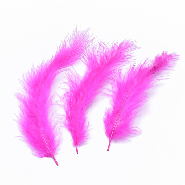 PandaHall Turkey Feather Costume Accessories, Dyed, Magenta, 123~155x35~53x1mm Feather Feather Pink