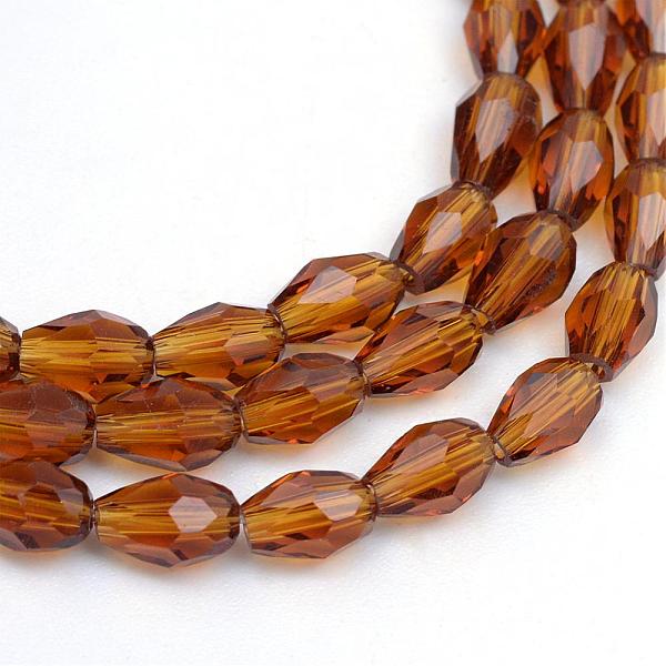 

PandaHall Transparent Glass Bead Strands, Faceted Teardrop, Saddle Brown, 8x6mm, Hole: 1mm, about 66~68pcs/strand, 19.6 inch Glass Teardrop...