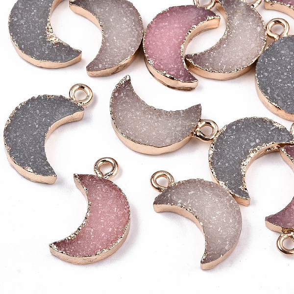 

PandaHall Druzy Resin Pendants, with Edge Light Gold Plated Iron Loops, Moon, Mixed Color, 19x11x3.5mm, Hole: 1.8mm Iron+Resin Moon..., Multicolor