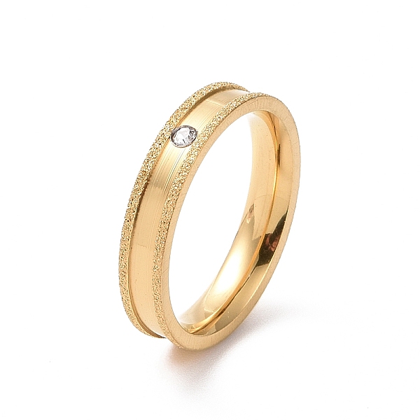 

PandaHall Crystal Rhinestone Grooved Finger Ring, Textured 201 Stainless Steel Jewelry for Women, Golden, Inner Diameter: 17mm, 4mm...