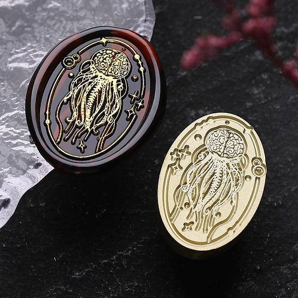 

PandaHall Halloween Theme Golden Tone Brass Wax Seal Stamp Head, for DIY Wax Seal Stamp Making, Jellyfish, 30x20x15mm, Hole: 7mm Brass...