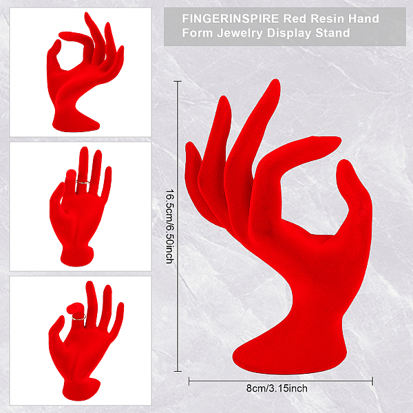 

PandaHall FINGERINSPIRE Hand Form Jewelry Display Hand Ring Holder with Red Velvet 4.7x8x16.5cm Hand Mannequin Rack Hand Model Jewelry...