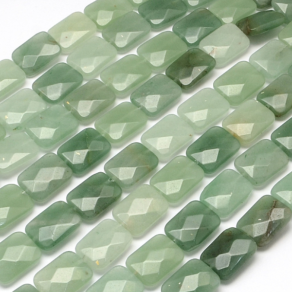 Faceted Rectangle Green Aventurine Beads Strands