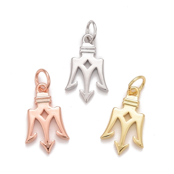 

PandaHall Rack Plating Eco-friendly Brass Charms, with Open Jump Rings, Cadmium Free & Lead Free, Arrow, Mixed Color, 19x12x2.5mm, Hole...