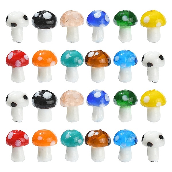 

PandaHall 55Pcs 11 Colors Mushroom Handmade Lampwork Beads, Mixed Color, 12.5~14x10~11mm, Hole: 1.5mm, 5pcs/color Lampwork Mushroom..., Multicolor