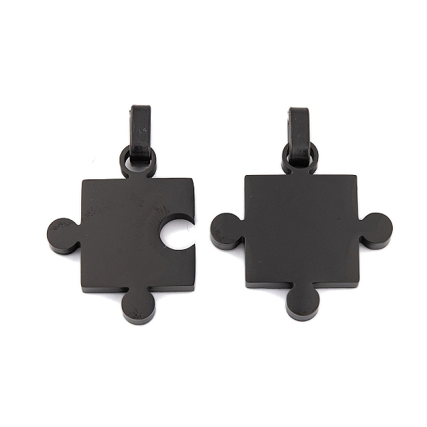 

PandaHall 304 Stainless Steel Split Pendants, Couples Charm, Puzzle Charm, Black, 27.5x22x3mm, Hole: 6.5x3.5mm 304 Stainless Steel Others