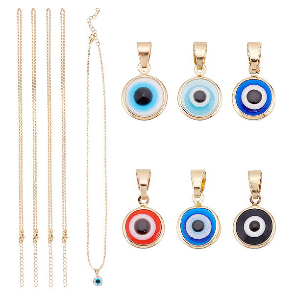 

PandaHall ARRICRAFT 6Pcs 6 Colors Resin Evil Eye Pendant Necklaces Set with Iron Cable Chains, Lucky Jewelry for Women, Mixed Color, 20.08..., Multicolor