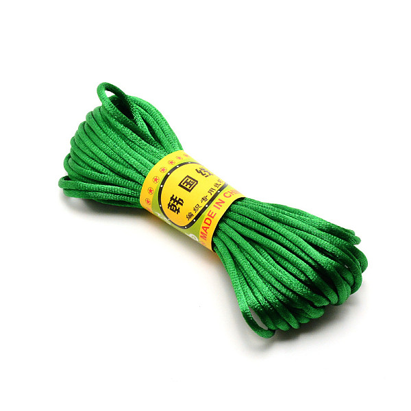 

PandaHall Polyester Rattail Satin Cord, for Chinese Knotting, Round, Lime Green, 3mm, about 10.94 Yards(10m)/Bundle Polyester