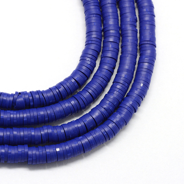

PandaHall Handmade Polymer Clay Beads, Disc/Flat Round, Heishi Beads, Medium Blue, 6x1mm, Hole: 2mm, about 380~400pcs/strand, 17.7 inch...