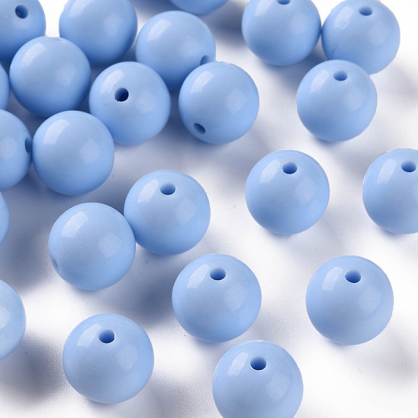 

PandaHall Opaque Acrylic Beads, Round, Cornflower Blue, 16x15mm, Hole: 2.8mm, about 220pcs/500g Acrylic Round