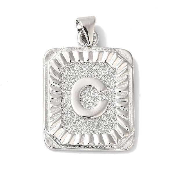 

PandaHall Rack Plating Brass Pendants, Long-Lasting Plated, Lead Free & Cadmium Free, Square with Letter Charms, Letter C, 24x17x2.5mm, Hole...