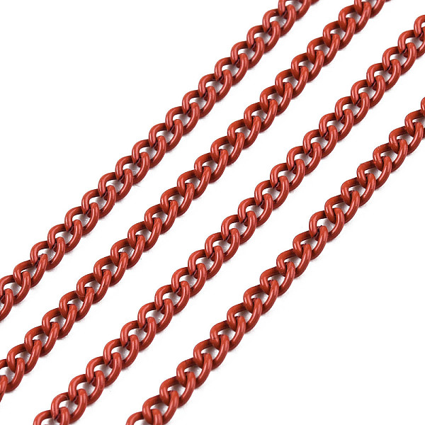 PandaHall Electrophoresis Iron Twisted Chains, Unwelded, with Spool, Solid Color, Oval, FireBrick, 3x2.2x0.6mm, about 328.08 Feet(100m)/roll...