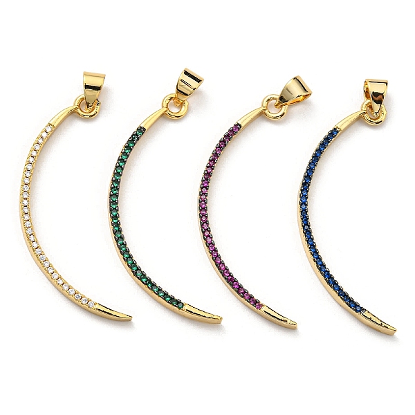 

PandaHall Brass with Cubic Zirconia Pendants, Long-Lasting Plated, Lead Free & Cadmium Free, Real 18K Gold Plated, Bent Stick, Mixed Color..., Multicolor