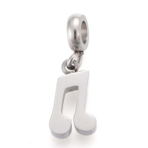 PandaHall 304 Stainless Steel Charms, with Tube Bails, Manual Polishing, Musical Note, Stainless Steel Color, 14.3mm, Pendant: 9.2x5.3x1.8mm...