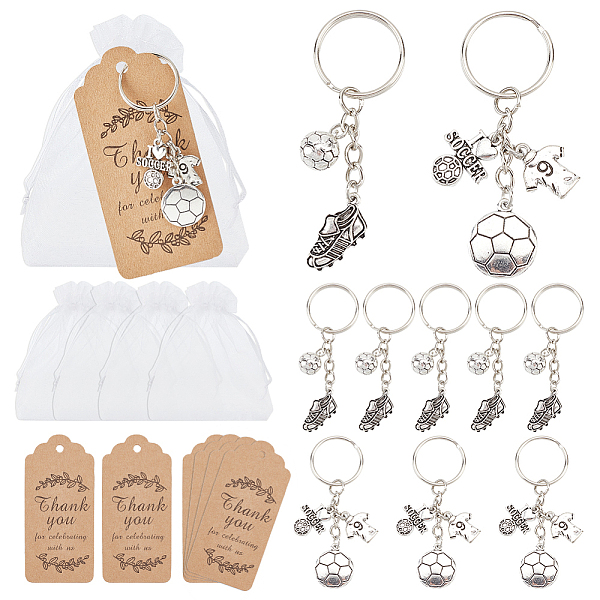 

PandaHall AHANDMAKER 16 Sets Soccer Party Favors, DIY Shoes Soccer Ball Keychains Kit Include Soccer Keychains Organza Bags and Thank You...