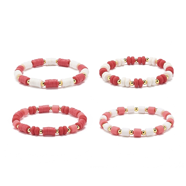

PandaHall 4Pcs 4 Style Polymer Clay Heishi Surfer Stretch Bracelets Set, Stackable Preppy Bracelets for Women, Red, Inner Diameter: 2~2-1/4...