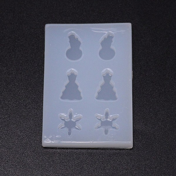 

PandaHall Christmas Theme DIY Earring Silicone Molds, Resin Casting Pendant Molds, For UV Resin, Epoxy Resin Jewelry Making, Snowman & Tree..., White