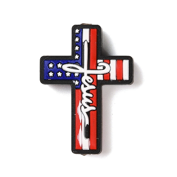 

PandaHall Independence Day Silicone Focal Beads, Silicone Teething Beads, Cross, 30x22x8mm, Hole: 3.3mm Silicone Cross