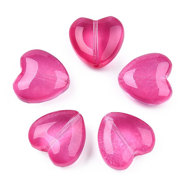 

PandaHall Transparent Spray Painted Glass Beads, Heart, Camellia, 12x12x5.5mm, hole: 0.9~1mm Glass Heart Pink