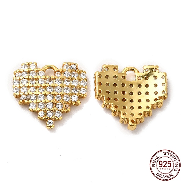 

PandaHall 925 Sterling Silver Micro Pave Cubic Zirconia Charms, Pixel Heart Charm, Real 18K Gold Plated, 9.5x10x2mm, Hole: 1.2mm Sterling..., Clear