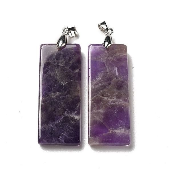

PandaHall Natural Amethyst Big Pendants, Rectangle Charms, with Rack Plating Platinum Plated Brass Snap on Bails, Lead Free & Cadmium Free...