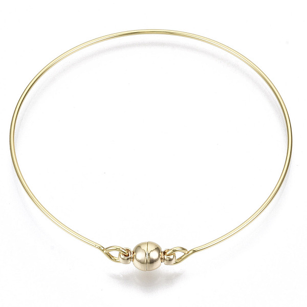 

PandaHall Brass Bangle, with Round Magnetic Clasps, Nickel Free, Golden, Inner Diameter: 2-3/8 inch(6cm) Brass