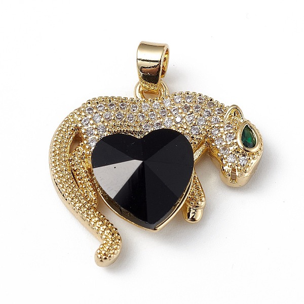 

PandaHall Real 18K Gold Plated Rack Plating Brass Micro Pave Clear Cubic Zirconia Pendants, with Glass, Long-Lasting Plated, Cadmium Free &..., Black