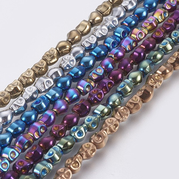 

PandaHall Electroplated Non-magnetic Synthetic Hematite Bead Strand, Grade AA, Skull, Mixed Color, 6x4.5x4.5mm, Hole: 1mm, about...