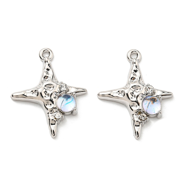 

PandaHall Rack Plating Alloy Pendants, with Glass & Rhinestone, Lead Free & Cadmium Free, Star Charm, Platinum, 25x20x5mm, Hole: 1.4mm...