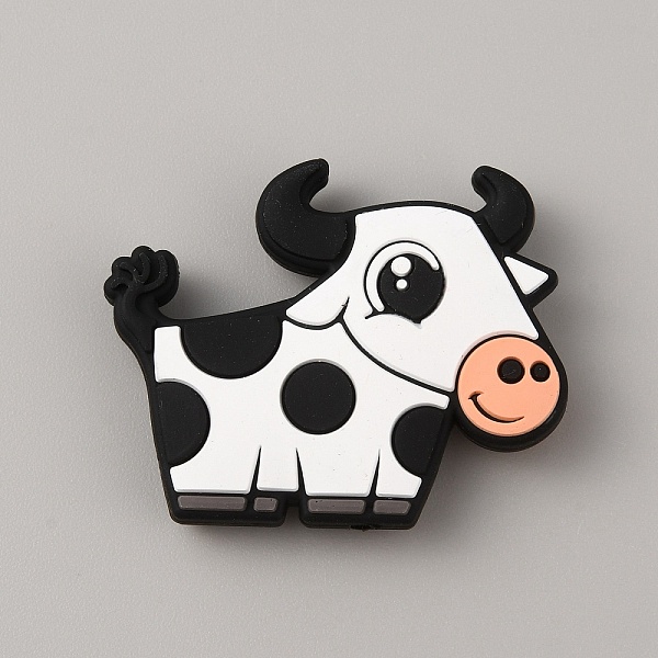 

PandaHall Cow Silicone Beads, Chewing Beads For Teethers, DIY Nursing Necklaces Making, Black, 30x38x8mm, Hole: 3mm Silicone Others Black
