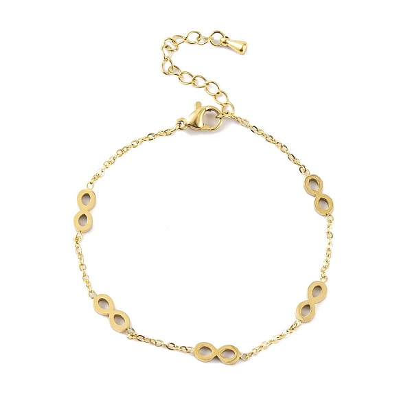 

PandaHall Ion Plating(IP) 304 Stainless Steel Link Chain Bracelets for Women, Golden, Infinity, 6-3/4 inch(17cm)+45mm extender 304 Stainless...