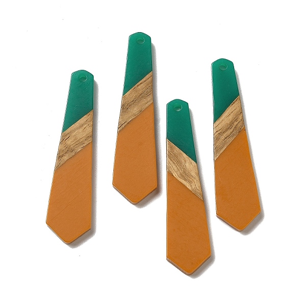 

PandaHall Opaque Resin & Walnut Wood Pendants, Hexagon Tie Charms, Brown, 49x12x3mm, Hole: 2mm Resin+Wood Hexagon Brown