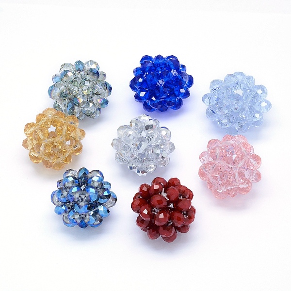 

PandaHall Glass Bead, Faceted, Round, Mixed Color, 27~30mm, Hole: 4~5mm Glass Round Multicolor