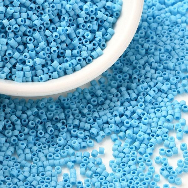 

PandaHall Cylinder Seed Beads, Frosted Colors, Uniform Size, Light Sky Blue, 2x1.3~1.5mm, Hole: 0.8~1mm, about 888pcs/10g Glass