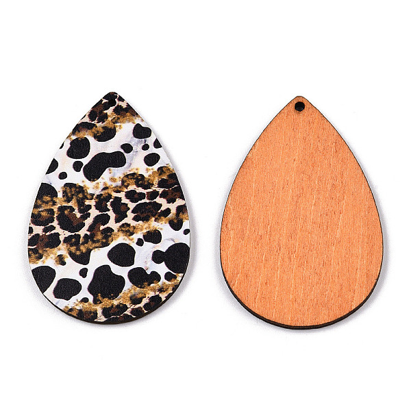 

PandaHall Single Face Printed Basswood Big Pendants, Teardrop Charm with Leopard Print Pattern, Saddle Brown, 60x40x3mm, Hole: 2mm Wood...