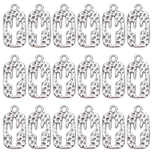 

PandaHall SUNNYCLUE 60Pcs Tibetan Style Alloy Pendants, Rectangle with Cactus, Antique Silver, 23x12x1.5mm, Hole: 4mm Alloy Rectangle