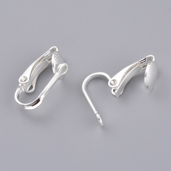 

PandaHall Brass Clip-on Earring Findings, 925 Sterling Silver Plated, 16x8x3.5mm Brass