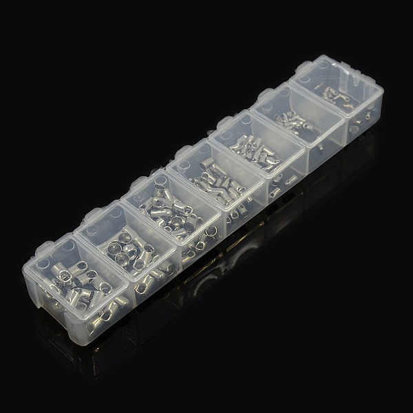 

PandaHall 1 Box Mixed Platinum Plated Brass Cord Ends, Nickel Free, 4~8x2~5mm, Hole: 0.8~3mm, 1.2~4mm inner diameter, about 180pcs/box Brass