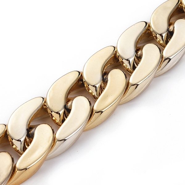 

PandaHall Handmade Plastic Curb Chains, with CCB Plastic Linking Ring, Golden, Link: 30x21x6mm, about 39.37 inch(1m)/strand Plastic