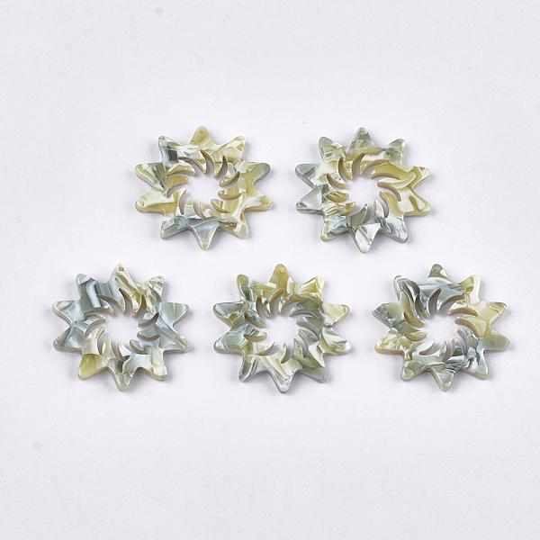 

PandaHall Cellulose Acetate(Resin) Pendants, Flower, Yellow Green, 26.5x26.5x3mm, Hole: 0.9mm Cellulose Acetate Flower Green