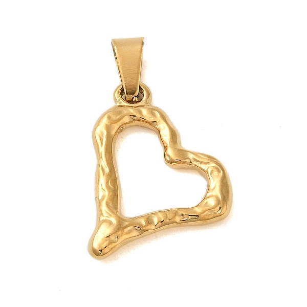 

PandaHall Ion Plating(IP) 304 Stainless Steel Pendants, Heart Charm, Golden, 24x22x3mm, Hole: 6x3.5mm 304 Stainless Steel Heart