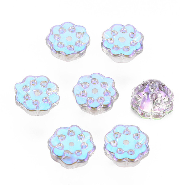 

PandaHall Electroplate Transparent Glass Beads, Half Plated, Lotus Seedpod, Plum, 11x7mm, Hole: 1.2mm Glass Vegetables Purple